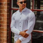 Return Sale - Bamboo Satin Stretch Shirt - White Contrast - Kojo Fit