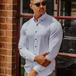 Return Sale - Bamboo Satin Stretch Shirt - White Contrast - Kojo Fit