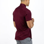 Return Sale - Bamboo Satin Stretch Short Sleeve Shirt - Burgundy - Kojo Fit