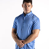 Return Sale - Bamboo Satin Stretch Short Sleeve Shirt - Cobalt Blue - Kojo Fit