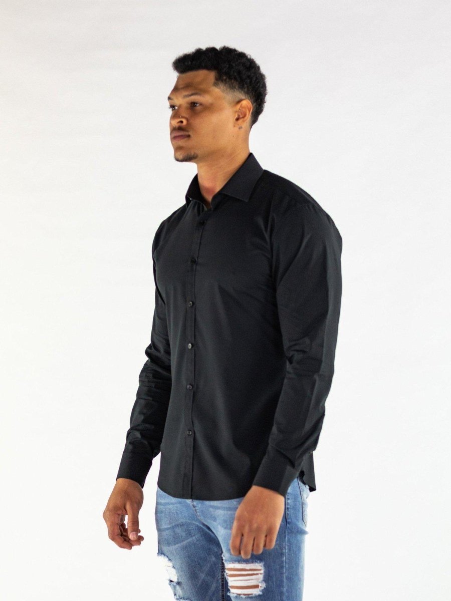 Return Sale - Performance Bamboo Dress Shirt - Black - Kojo Fit