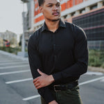 Return Sale - Performance Bamboo Dress Shirt - Black - Kojo Fit