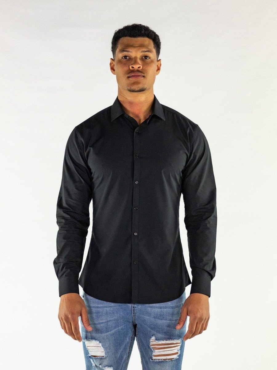 Return Sale - Performance Bamboo Dress Shirt - Black - Kojo Fit