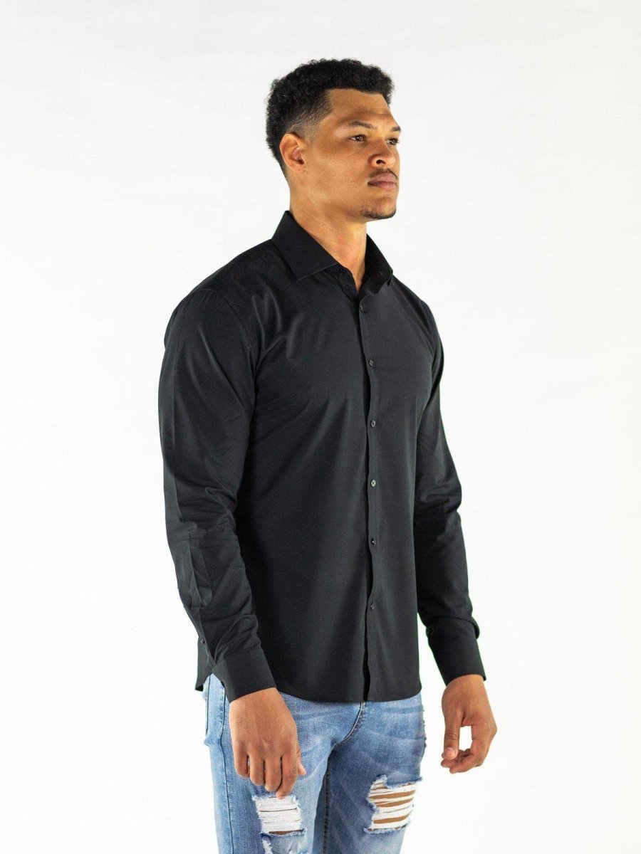 Return Sale - Performance Bamboo Dress Shirt - Black - Kojo Fit