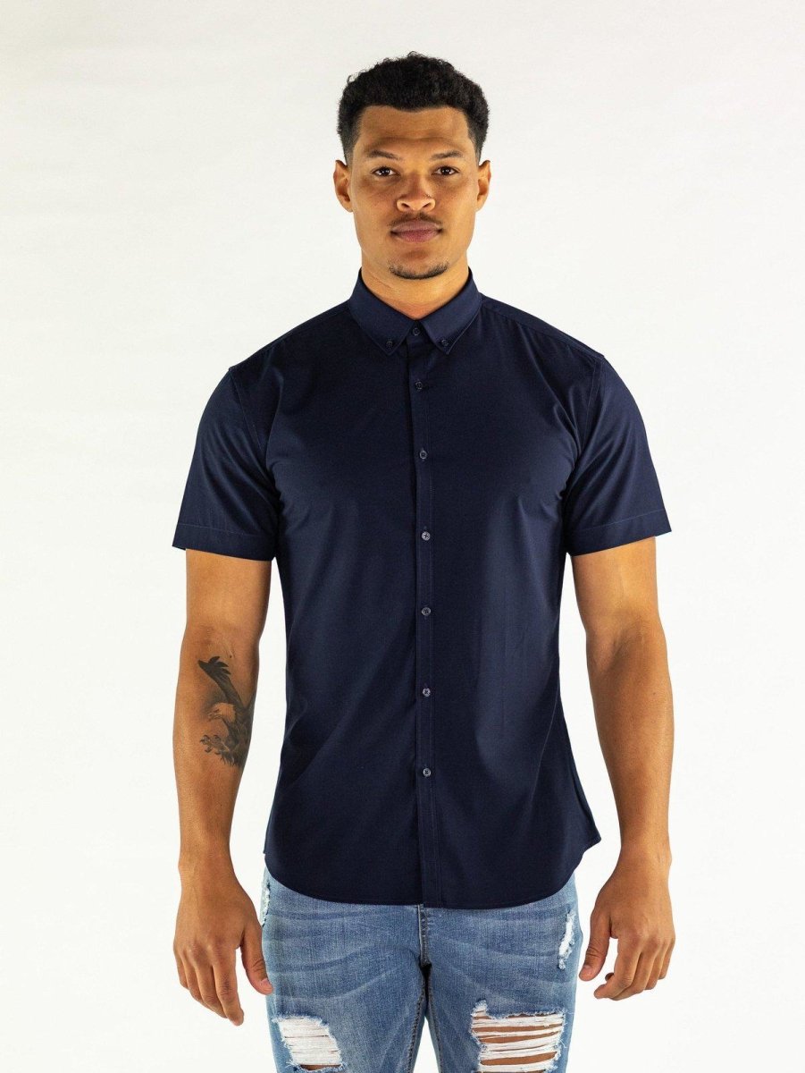 Return Sale - Performance Bamboo Short Sleeve Shirt - Navy - Kojo Fit