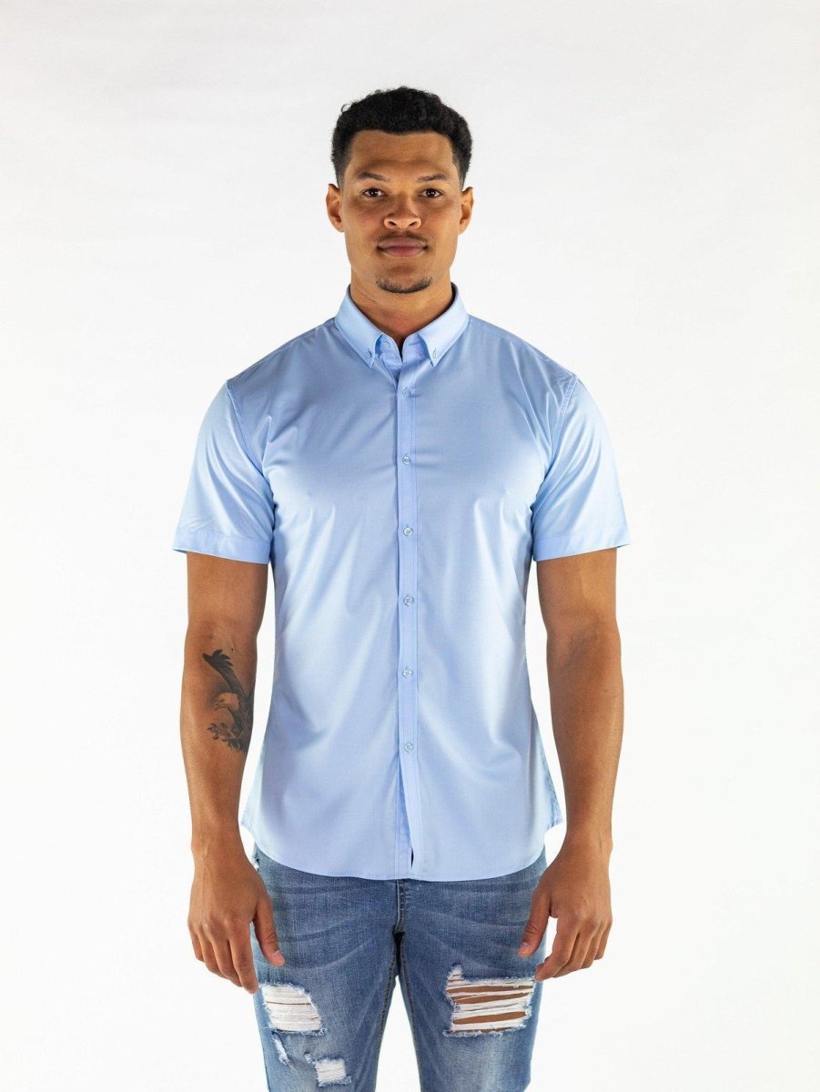 Return Sale - Performance Bamboo Short Sleeve Shirt - Sky Blue - Kojo Fit