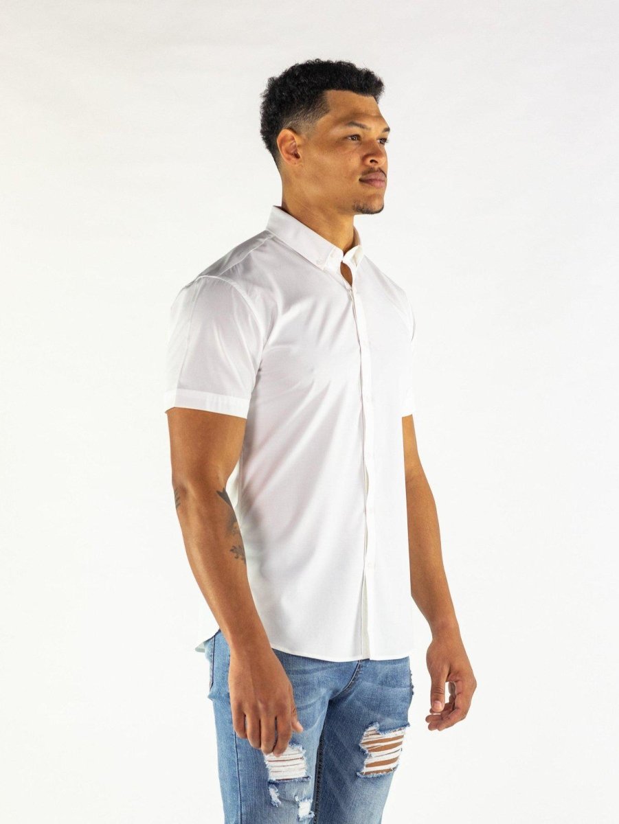 Return Sale - Performance Bamboo Short Sleeve Shirt - White - Kojo Fit