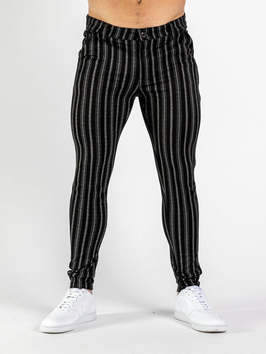 Ultra Stretch Chino Pants - Skinny Fit - Black Pinstripe - Kojo Fit
