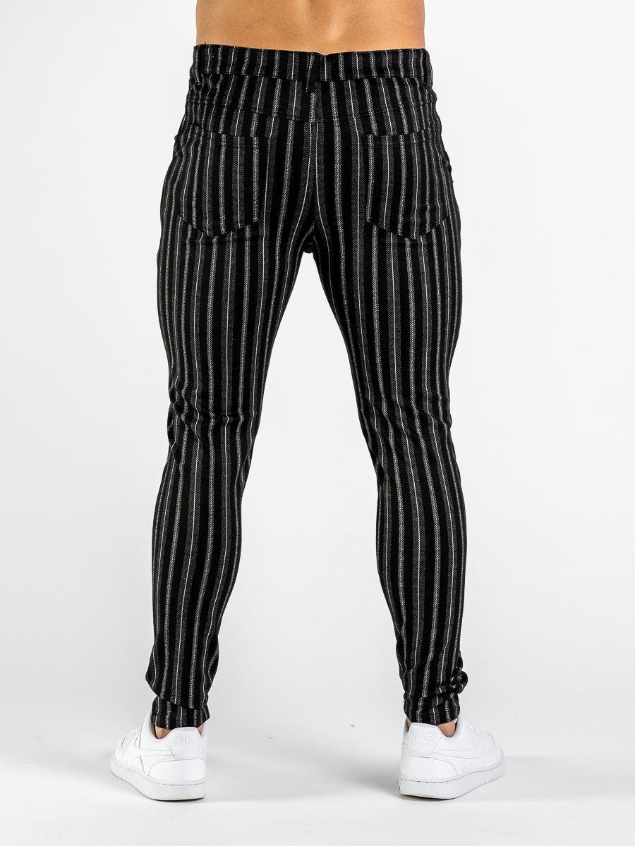 Ultra Stretch Chino Pants - Skinny Fit - Black Pinstripe - Kojo Fit