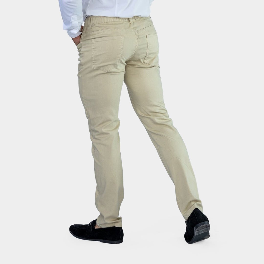 Mens Muscle Fit Trousers Cream