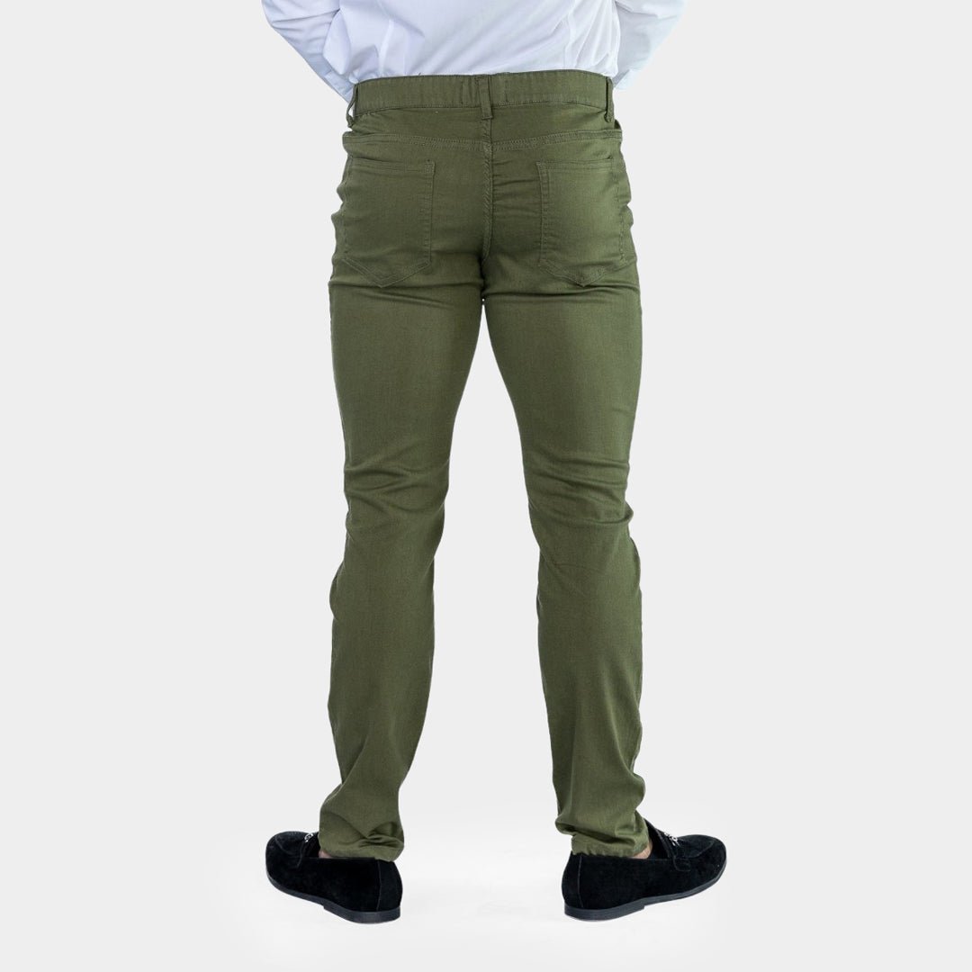 Mens Stretchy olive green chinos