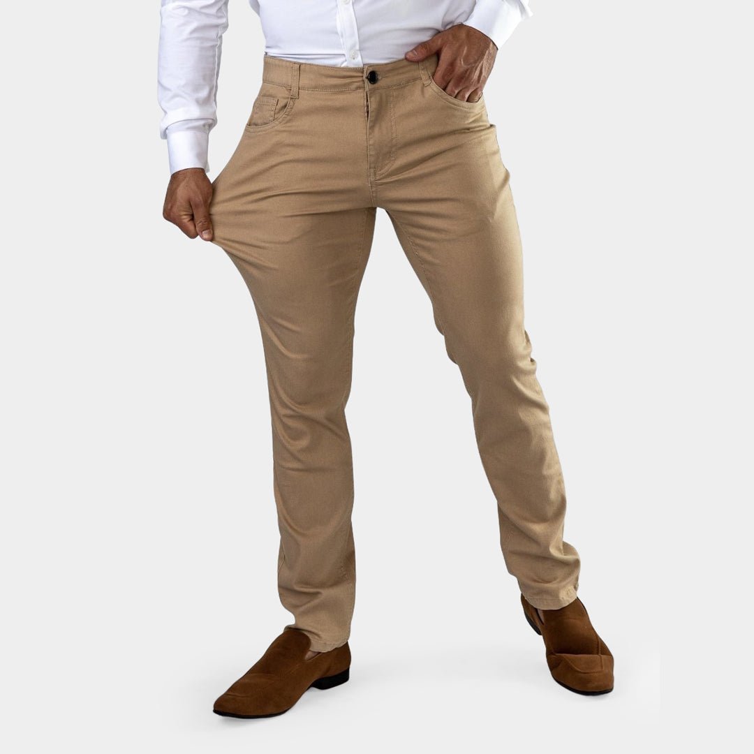 Mens Brown Stretch Chinos For Big Thighs