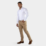 Mens Muscle Fit Stretch Brown Chinos