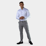 Mens Formal Grey Check Trousers with stretch comfort