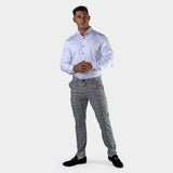 Mens Formal Grey Check Trousers with stretch comfort