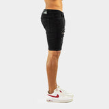 Ultra Stretch Denim Shorts - Black Ripped