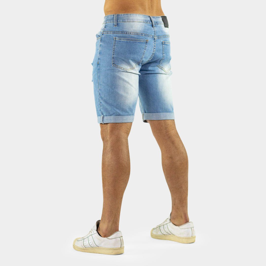 Ultra Stretch Denim Shorts Blue Ripped