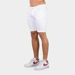 Mens White Denim Muscle Fit Shorts
