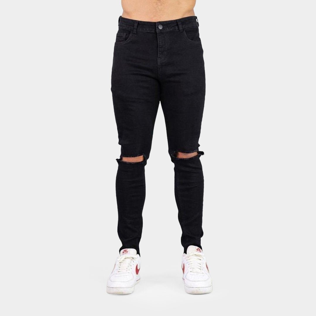 Knee Ripped Black Jeans | sunbonn.com