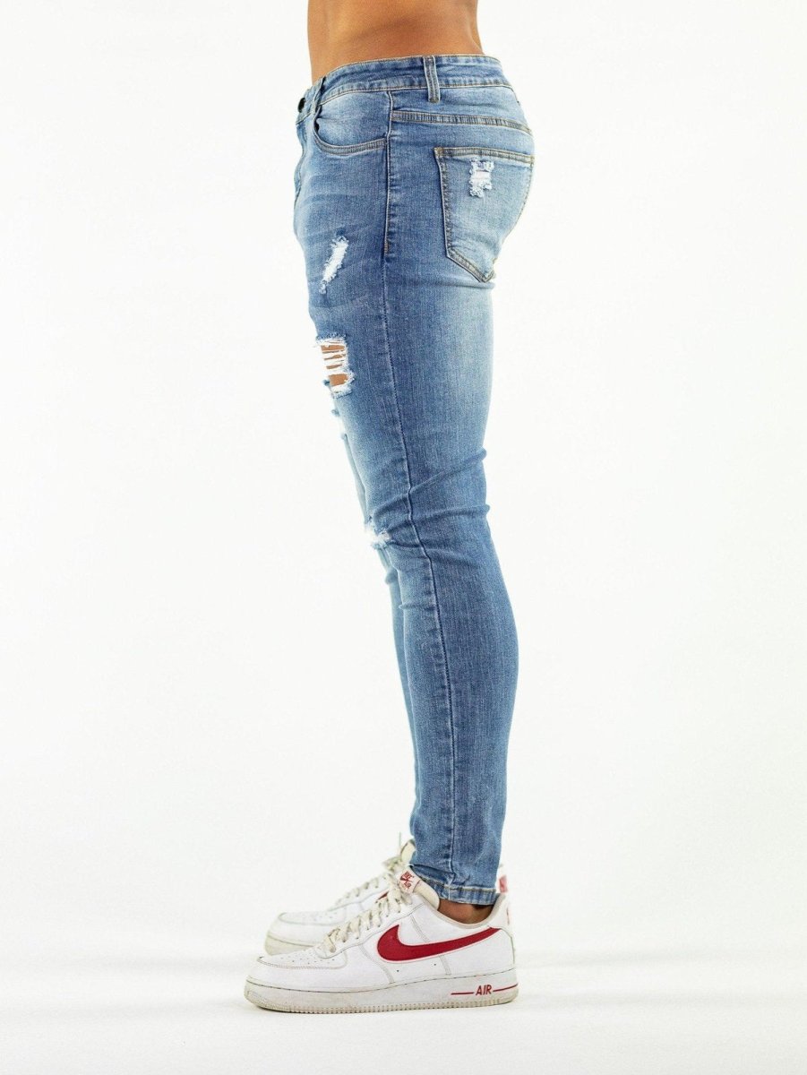Ultra Stretch Jeans - Skinny Fit - Blue Ripped - Kojo Fit