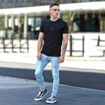 Mens Light Blue Skinny Fit Jeans with stretch australian brand