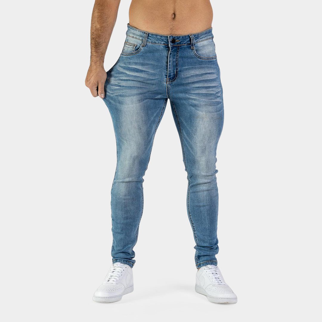 Stretchy Blue Skinny Fit Mens Jeans